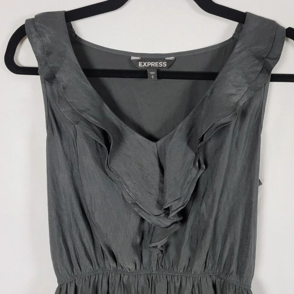 Express exaggerated ruffle neck v neck elastic peplum tank blouse top blouse